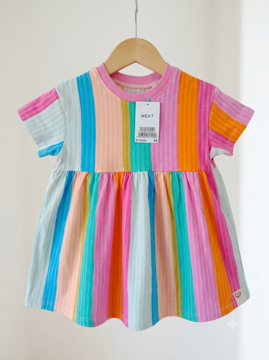 Baby Girls Rainbow Striped Peplum Dress