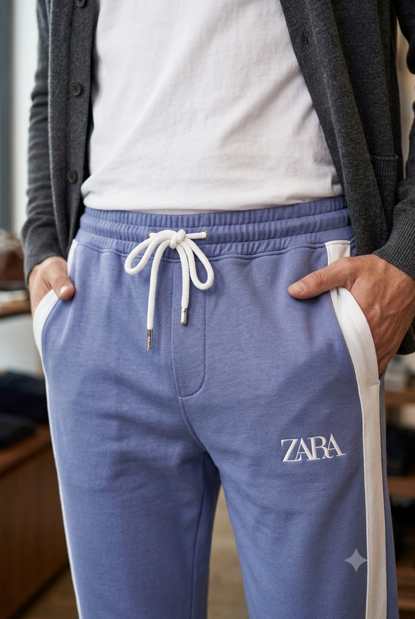 Sky Blue Zara Trouser on model full length