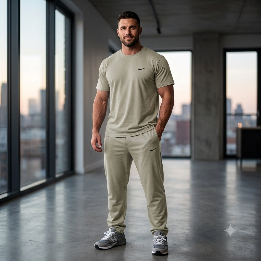 Men's Summer Soft Tracksuit - Olive Green