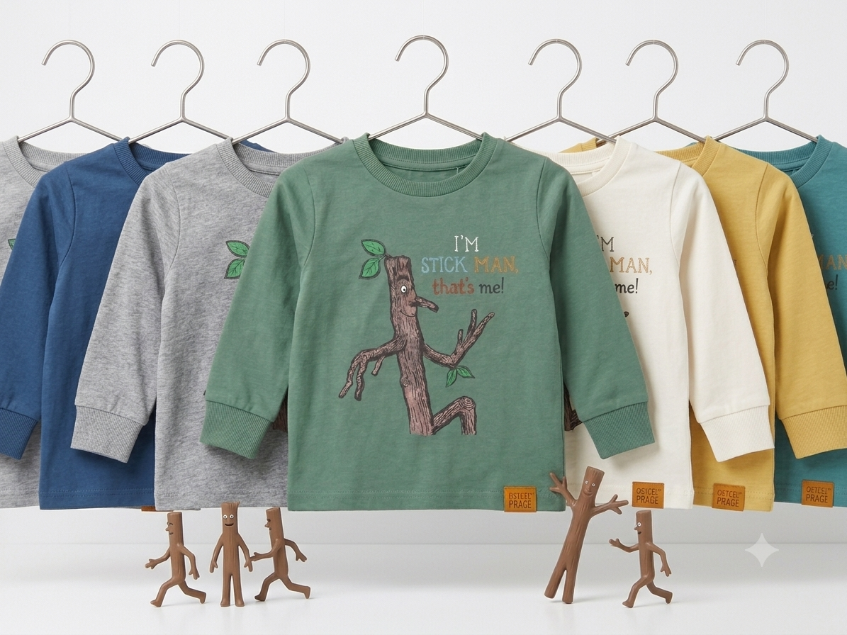 Boys Stick Man Print Lightweight Full Sleeve T-Shirt – Green