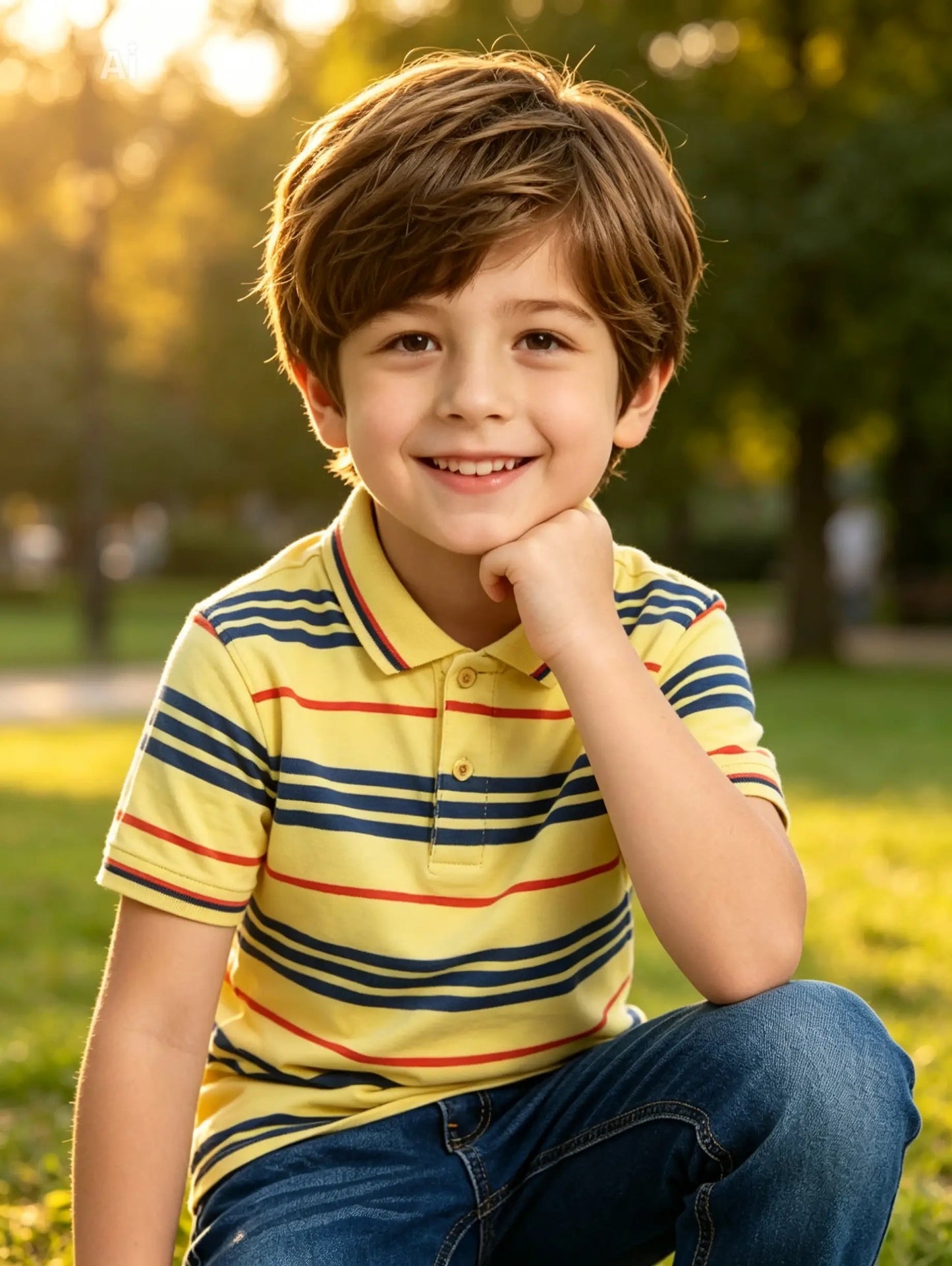 Boys Striped Polo Shirt - flat lay