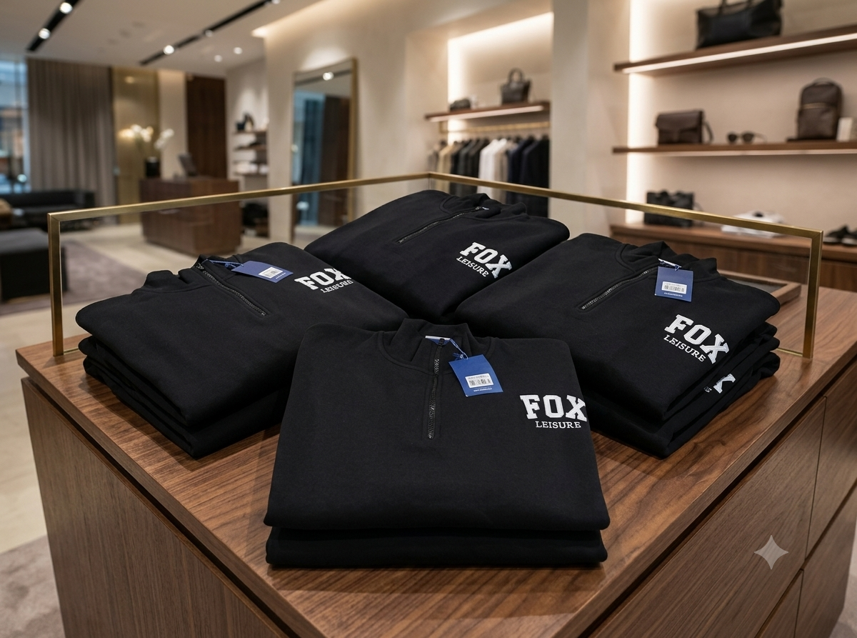 Black Half-Zip Fleece Sweatshirt