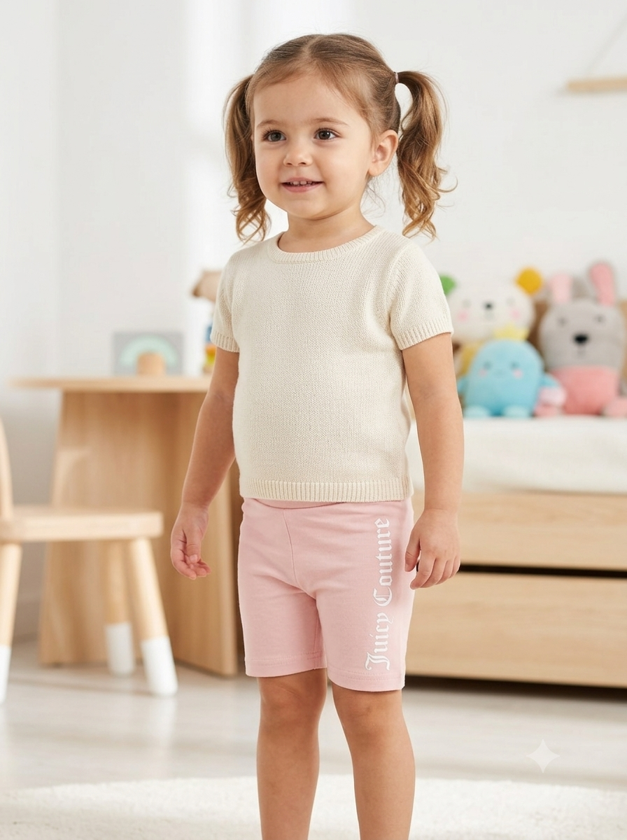Girls Branded Biker Shorts - Pink