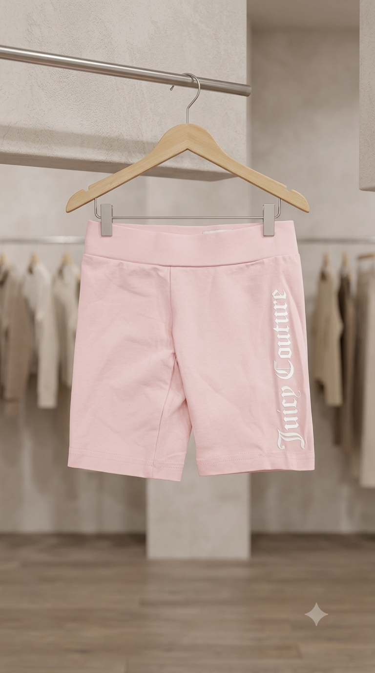 Girls Branded Biker Shorts - Pink