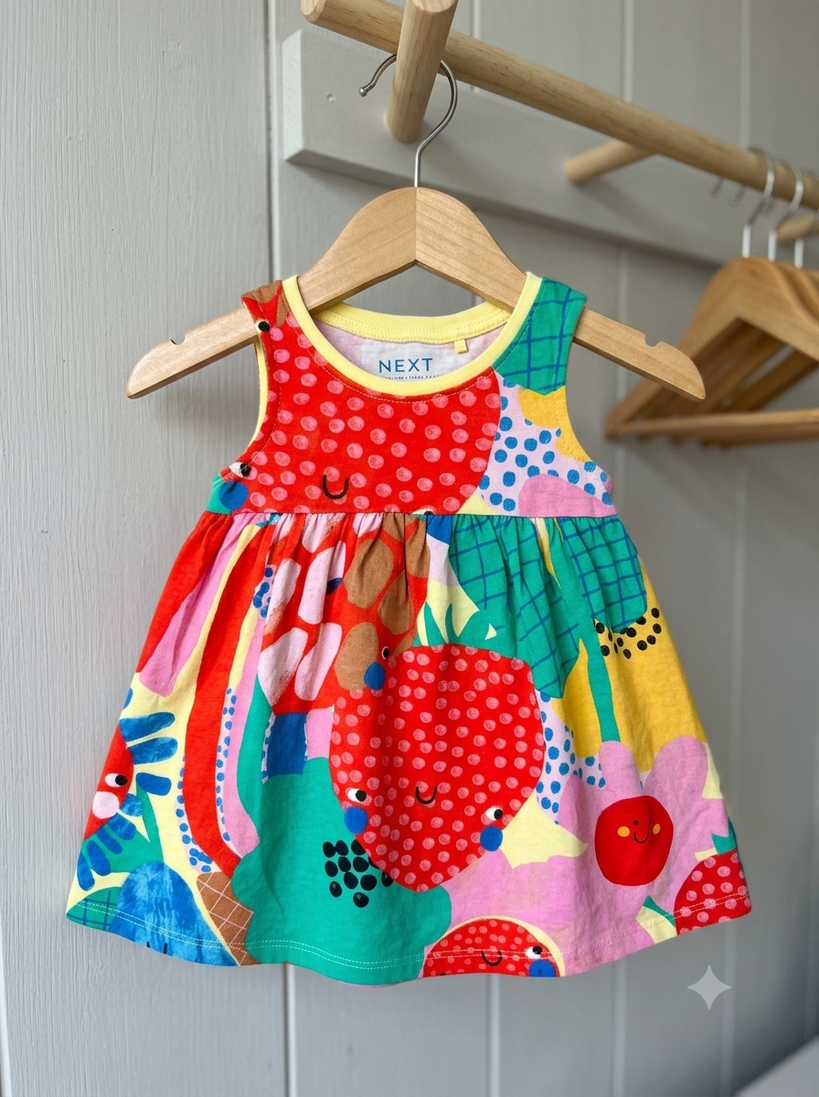 Baby Girls Fruity Faces Sleeveless Dress - 1Y