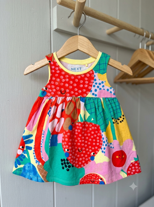 Baby Girls Fruity Faces Sleeveless Dress - 1Y