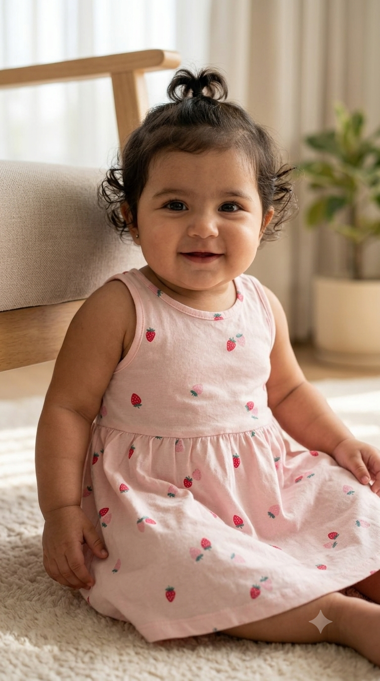 Strawberry frock on hanger
