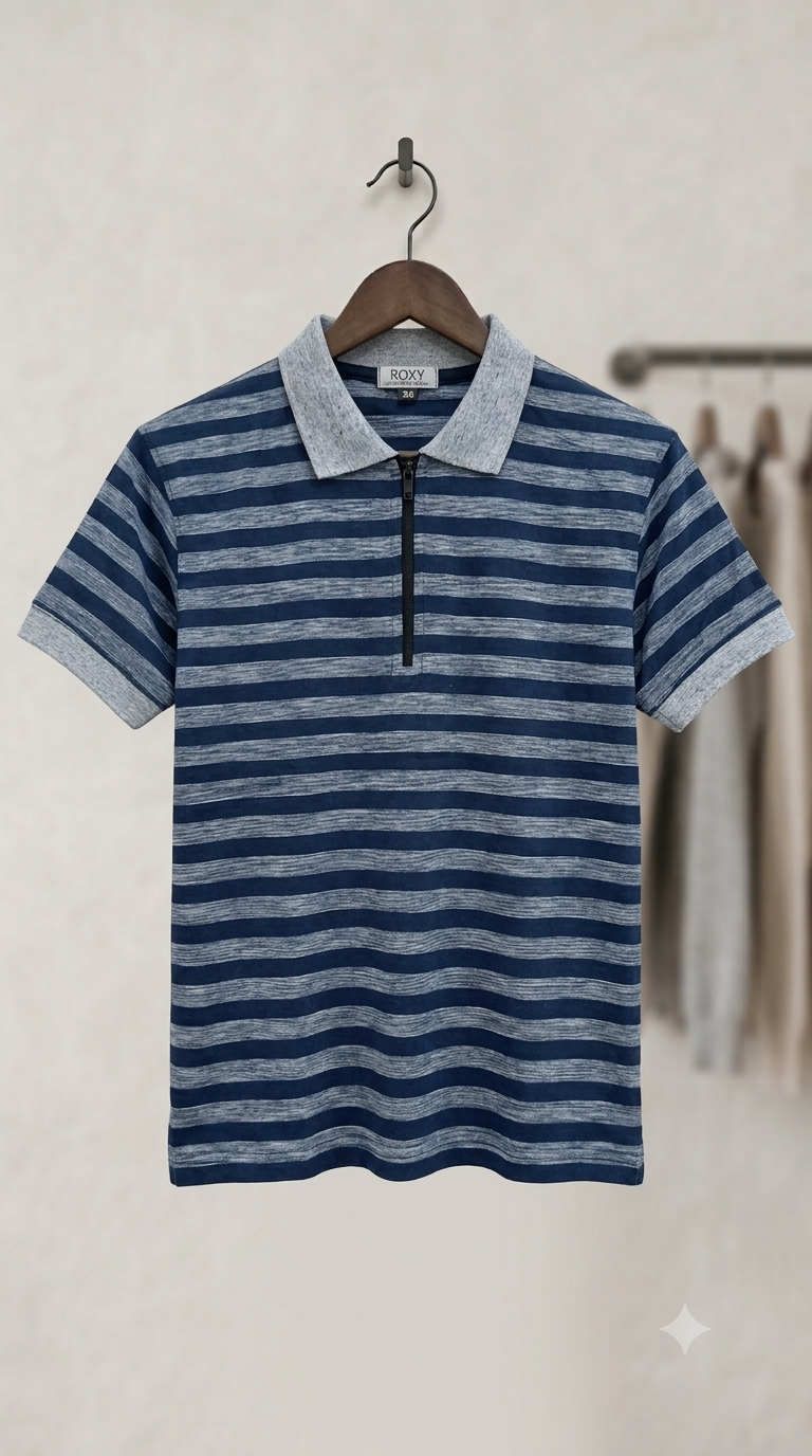 Boys Striped Polo Shirt - Blue Collar