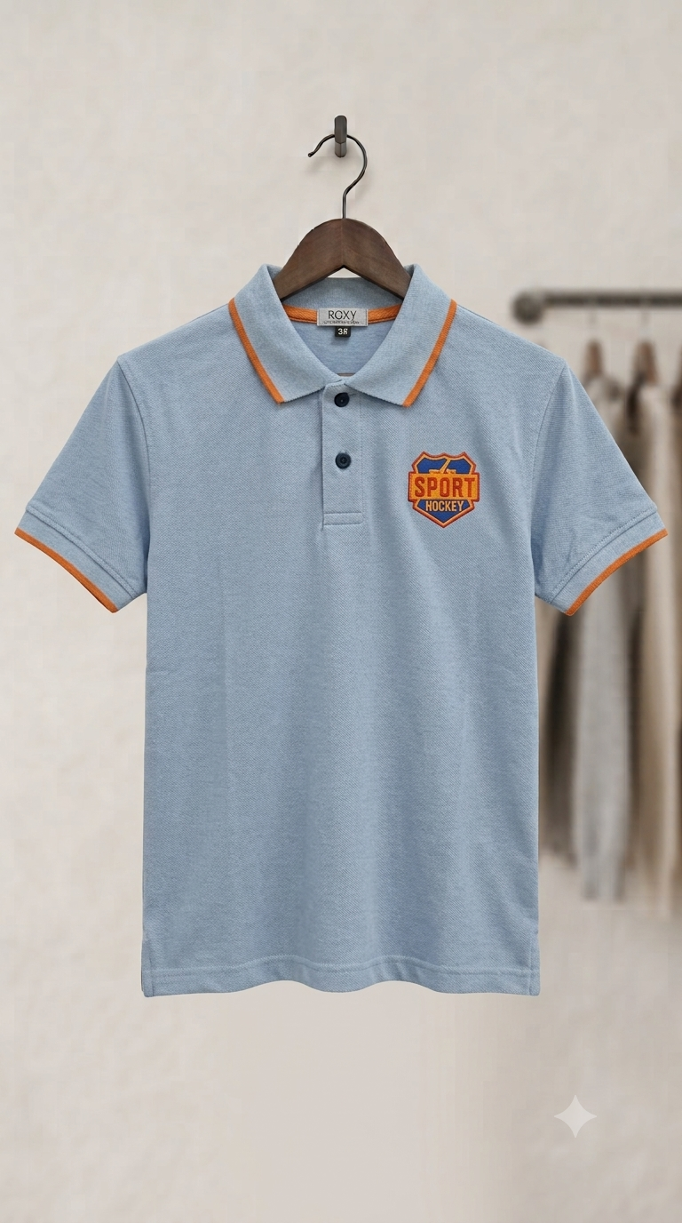 Boys Dino Patch Polo Shirt - model wearing dino patch