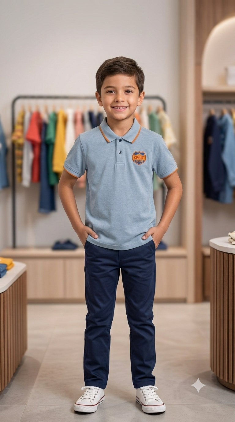 Boys Dino Patch Polo Shirt - flat lay
