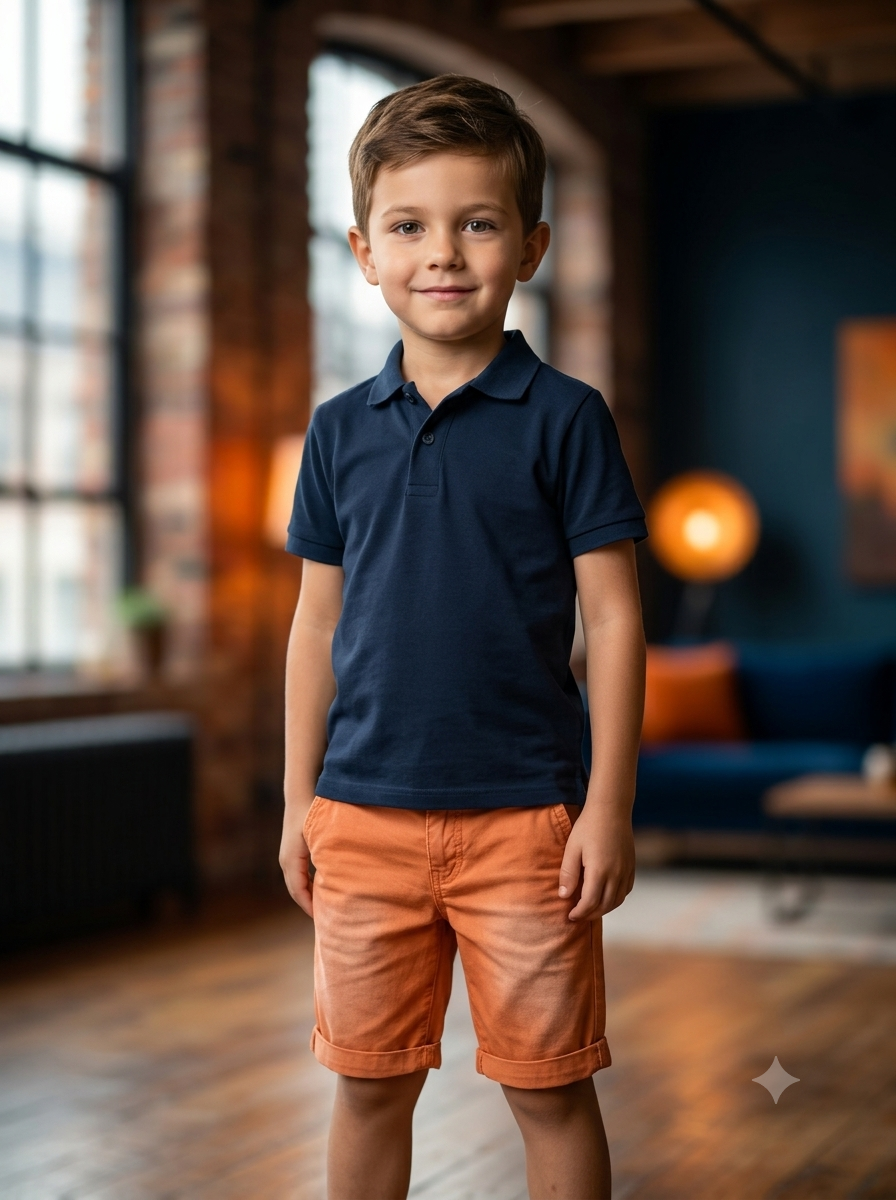 Boys orange cotton shorts on hanger