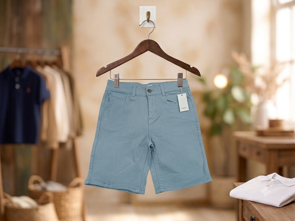 Boys Light Blue Denim Shorts - Worn by boy