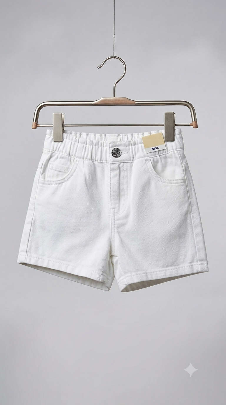 Girls white denim shorts on hanger