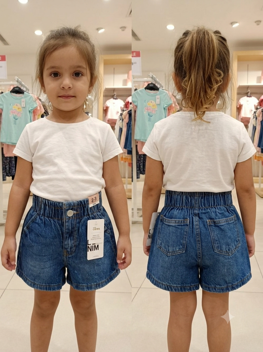 Girls Denim Shorts - Back View