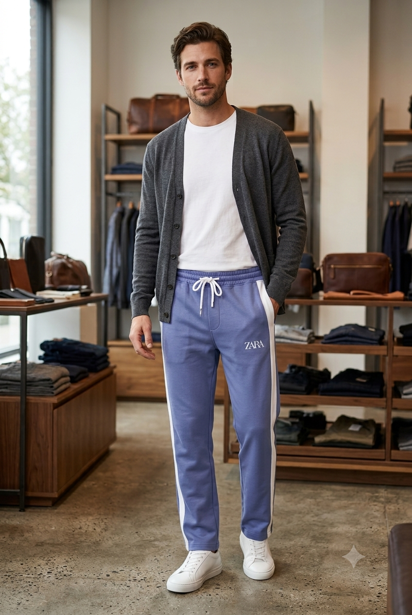 Steel Blue Zara Trouser waist close-up