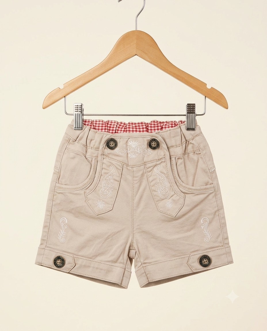 Girls Cotton Embroidered Shorts - Front view on hanger