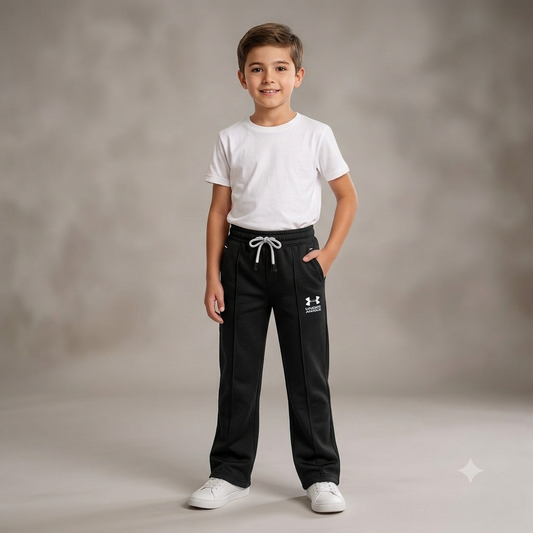 Boys Black Fleece Trouser - Front Model Shot