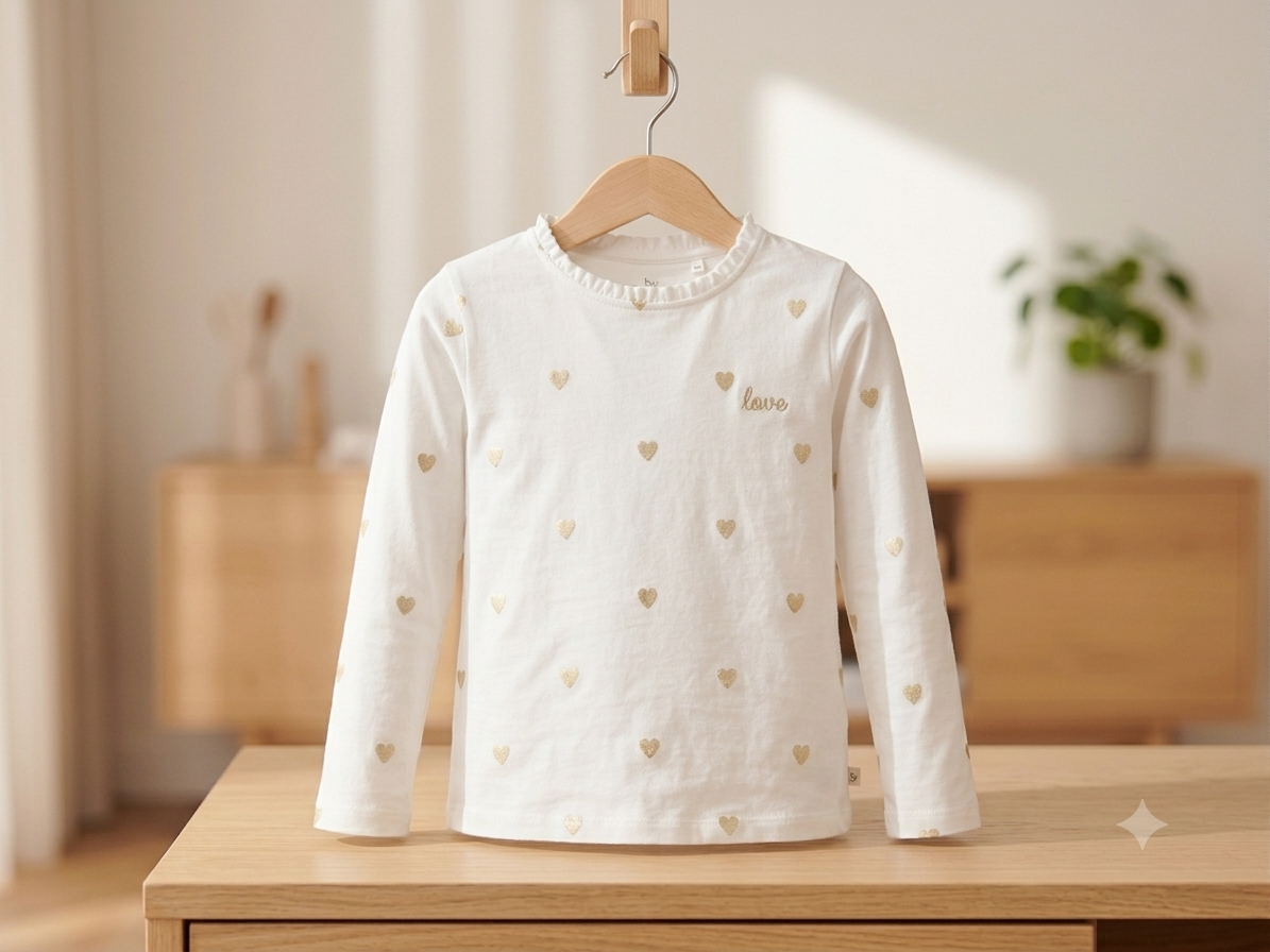 Girls heart print full sleeve t-shirt flat lay