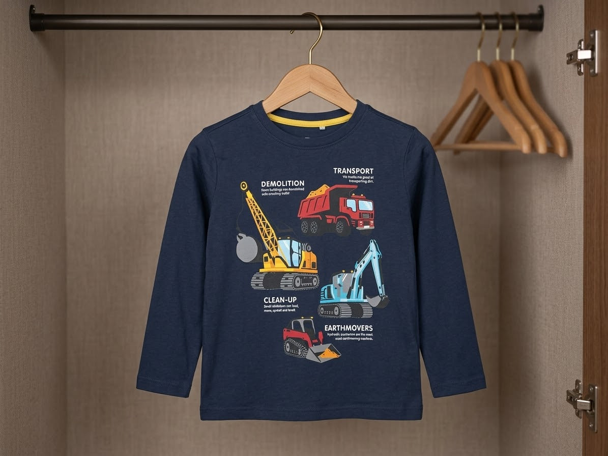 Boys Construction Print Full Sleeve Shirt – 3–4 Years