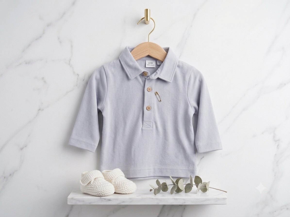 Boys Newborn Grey Full Sleeve Polo Shirt (0-3M)