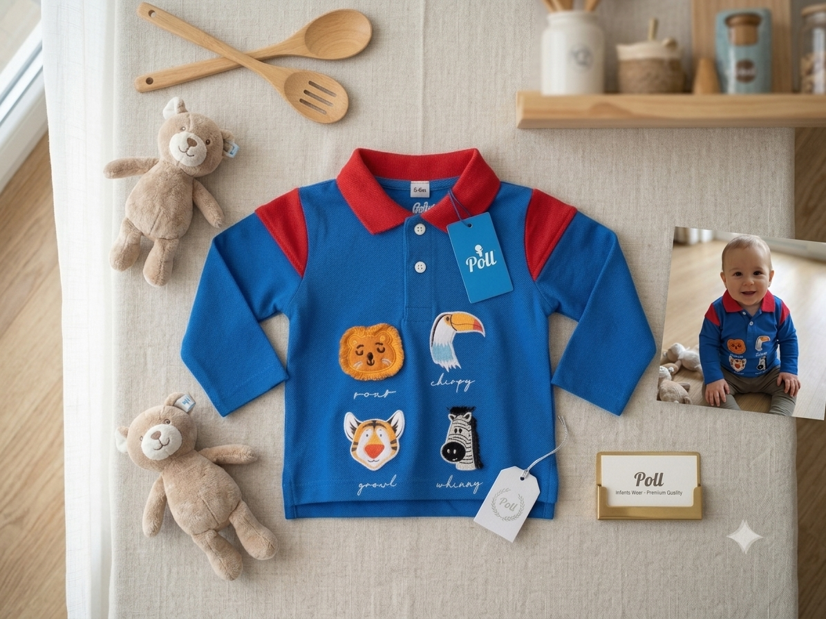 Boys Animal Friends Full Sleeve Polo Shirt (6-9M)