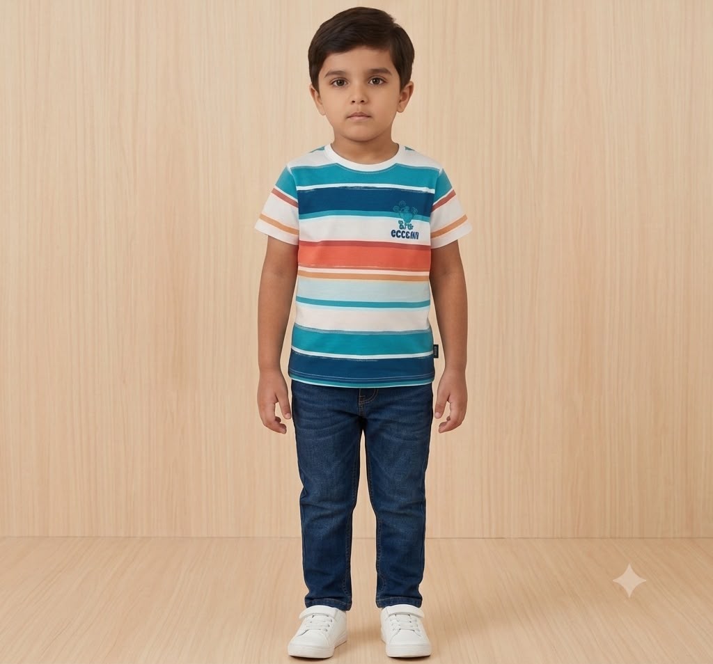 Boys "Save the Ocean" Striped T-Shirt - Multi Color
