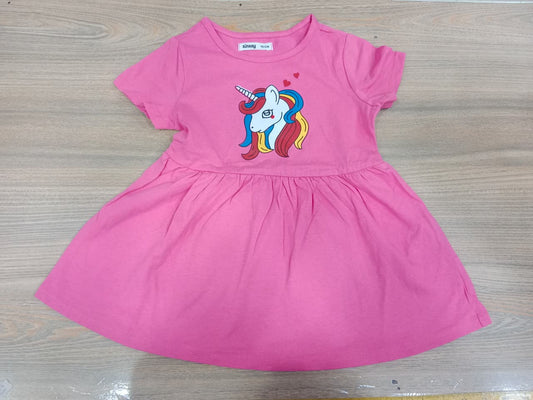 Girls Pink Unicorn Frock — 1 Year
