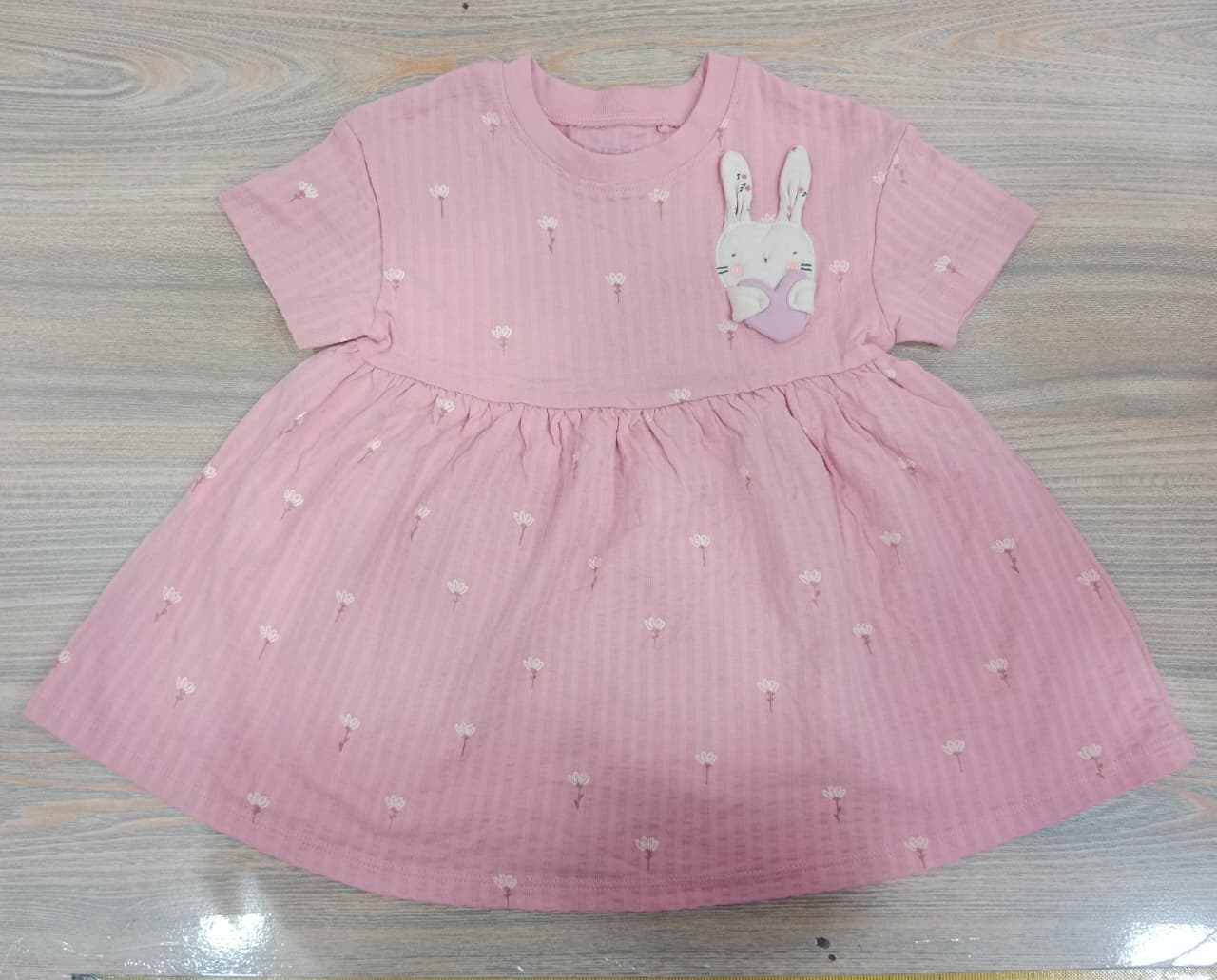Baby Girls Pink Bunny Muslin Summer Dress