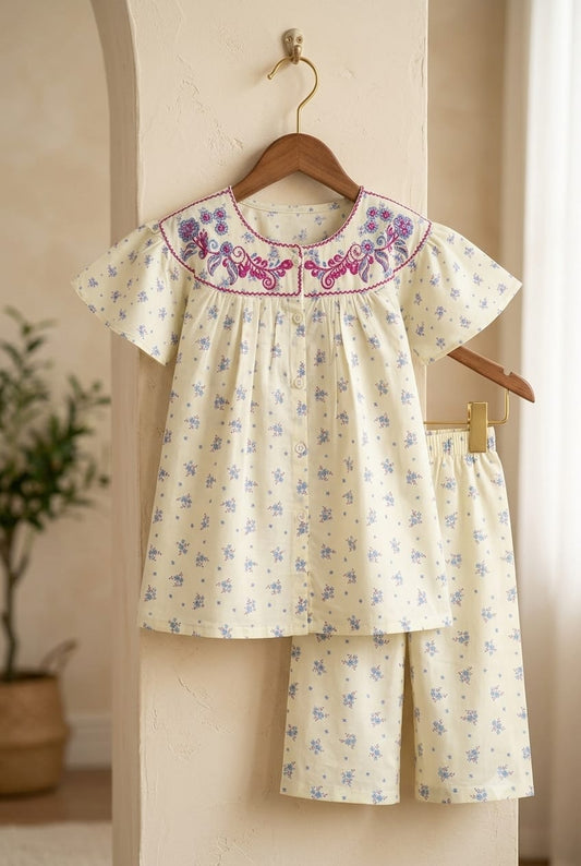 Girls Floral Shalwar Kameez - flat lay