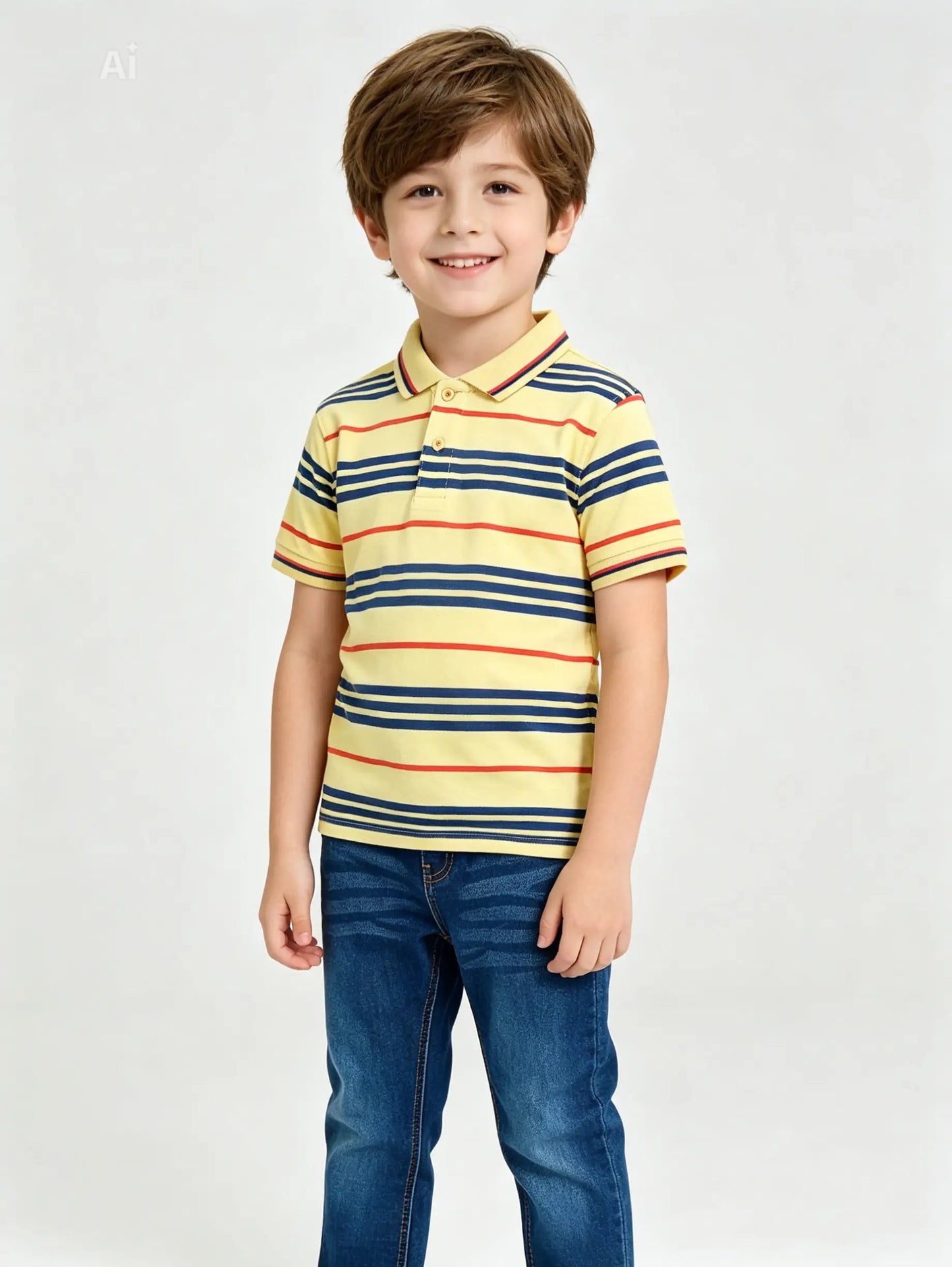 Boys Striped Polo Shirt - lifestyle photo