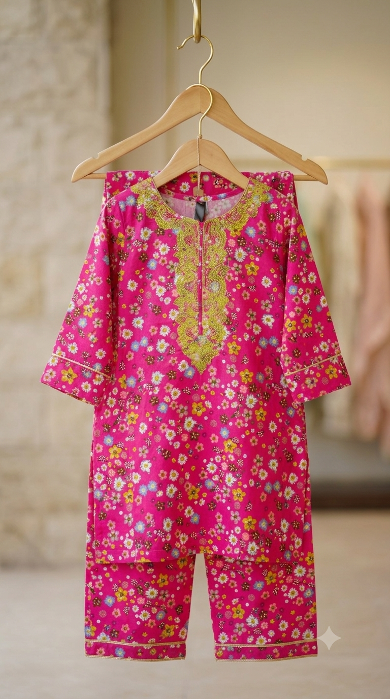 Girls Floral Shalwar Kameez