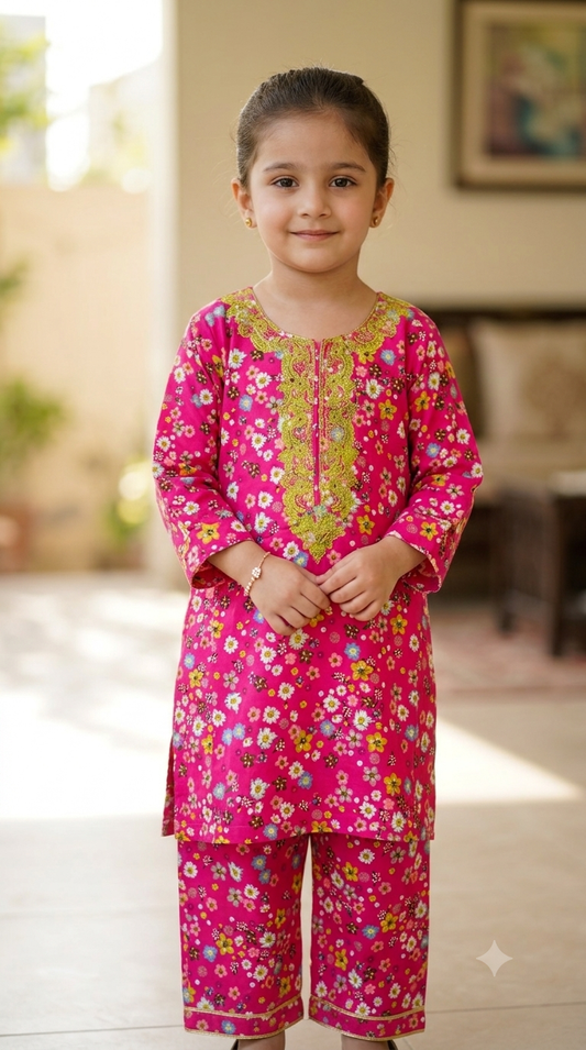 Girls Floral Shalwar Kameez